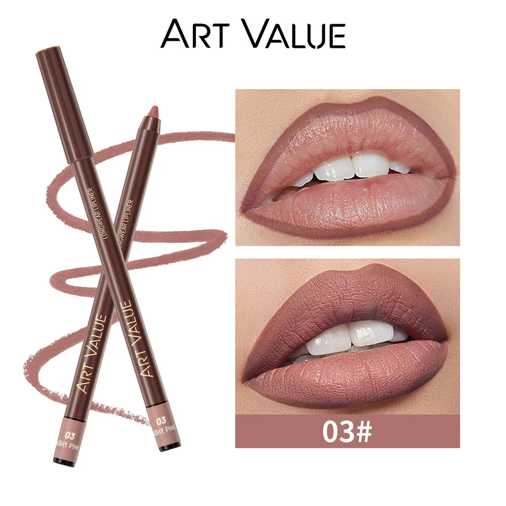 QIBEST Lipliner Pencil Matte Nude Red Contour Tint Lipstick Long Lasting Non-stick Cup Lipliner Pen Makeup Lip Stain Pencil Peaceful Pleasures Health and Wellness 03