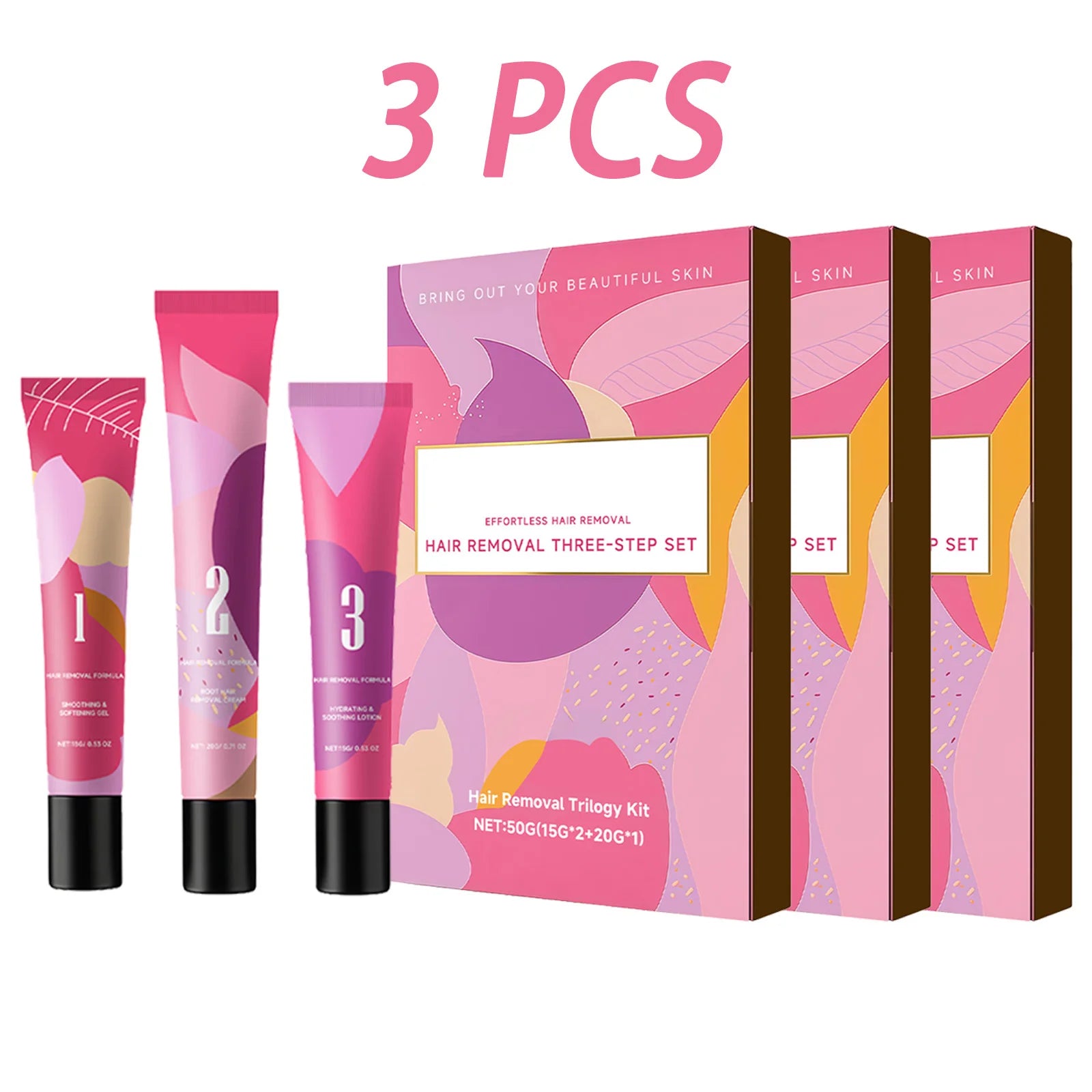 Facial Hair Removal 3-Step Kit | Sensitive Skin, 50g Hair Removal Cream Kit Peaceful Pleasures Health and Wellness 3pcs Boxed