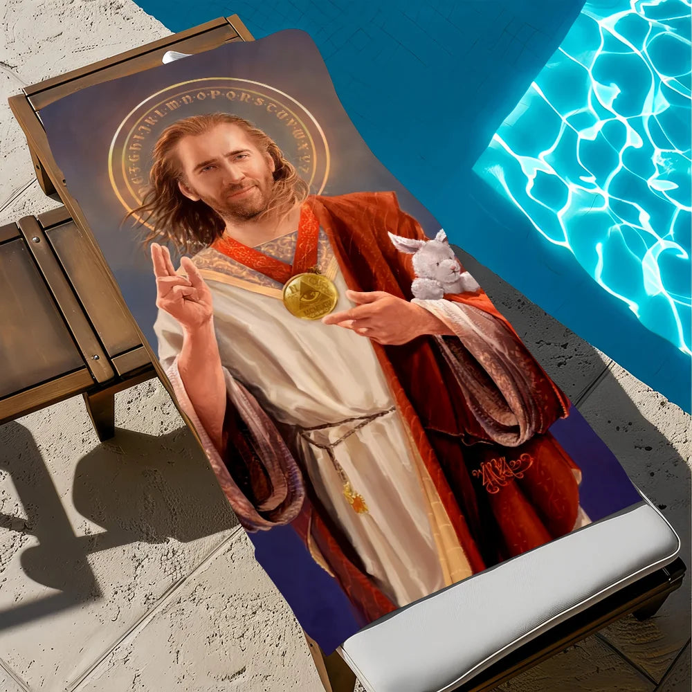 Nicolas Cage Quick-Dry Beach Towel | Soft Pool & Travel Gift Novelty Beach Towel Peaceful Pleasures Health and Wellness z5 STJ150x260CM