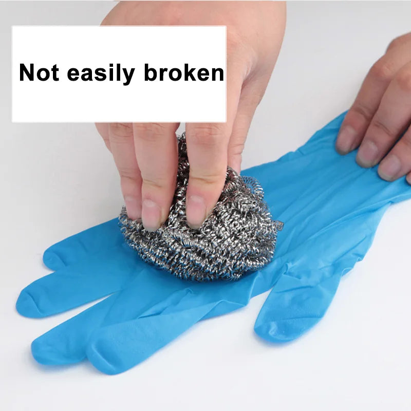 100PCS Blue/Black Nitrile Gloves Disposable Waterproof Blue Gloves Kitchen Dishwashing Pet Bathing Beauty Hair Styling Tools Peaceful Pleasures Health and Wellness