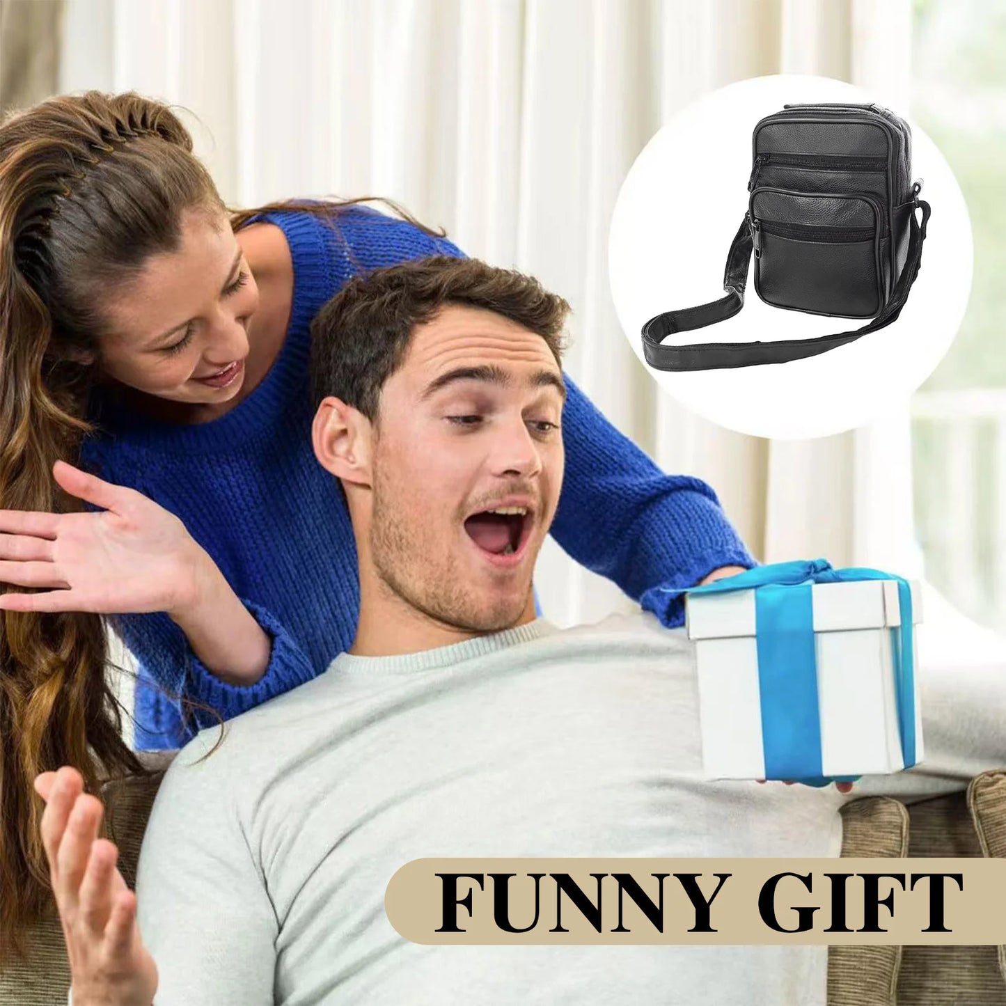 Men's Casual Shoulder Bag Stylish Lightweight Business Shoulder Purses Suitable for Work Travel Shopping Peaceful Pleasures Health and Wellness