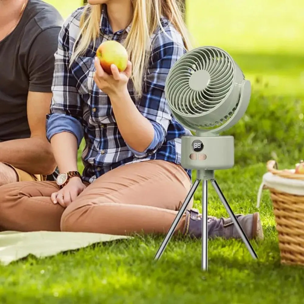 Portable Tripod Fan – USB Rechargeable, Foldable, Oscillating