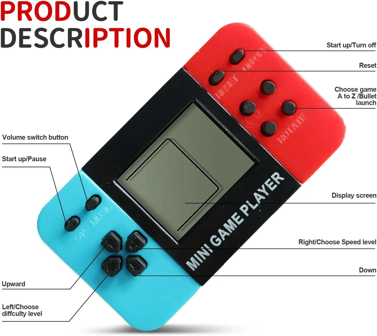 Mini Retro Handheld Game Console Keychain | Classic Pocket Toy
