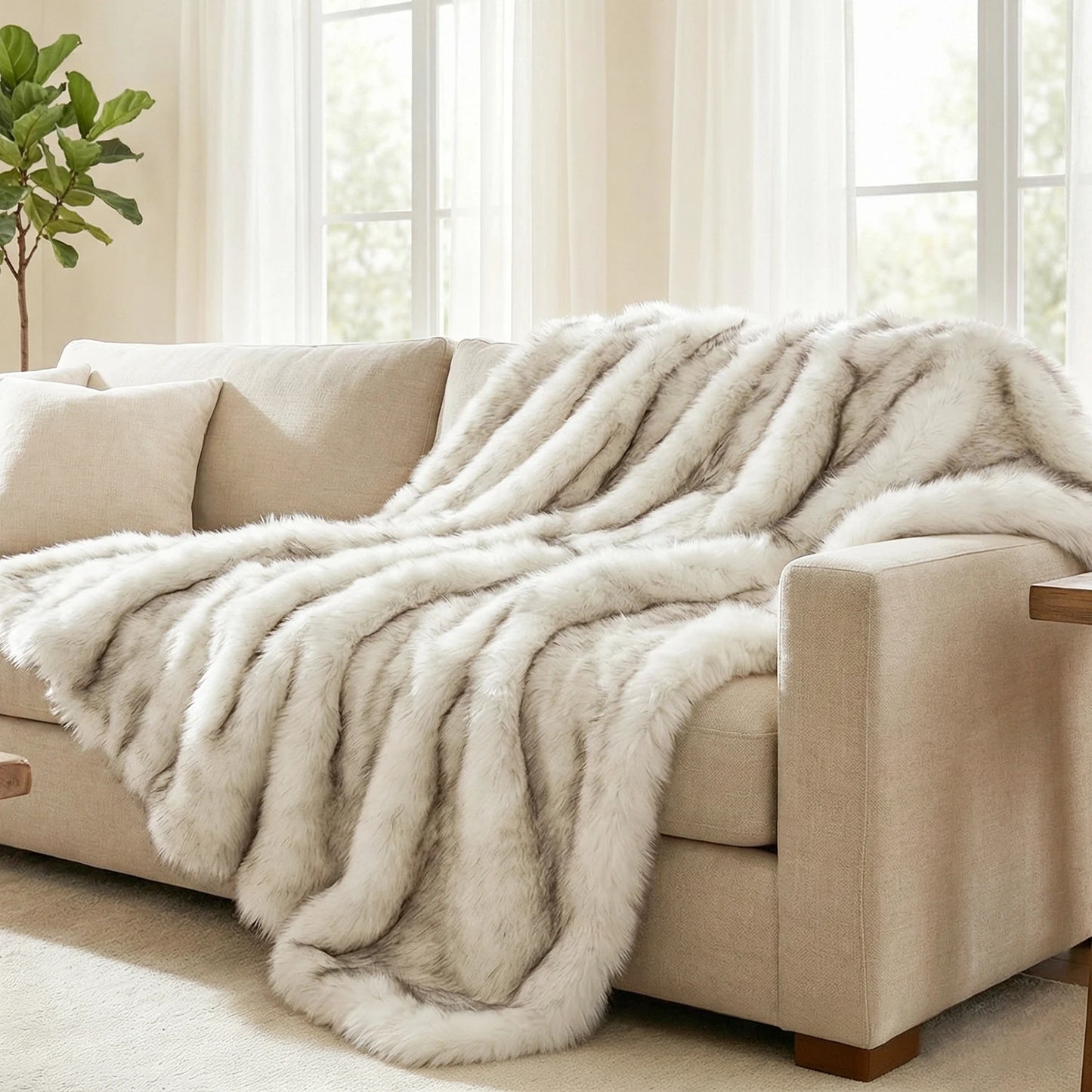 Battilo Faux Fur Blanket Plaid Throw for Sofa Luxury Fox Fur Throw Blanket Winter Warm Fluffy Soft Blankets Bedspread on the Bed Peaceful Pleasures Health and Wellness