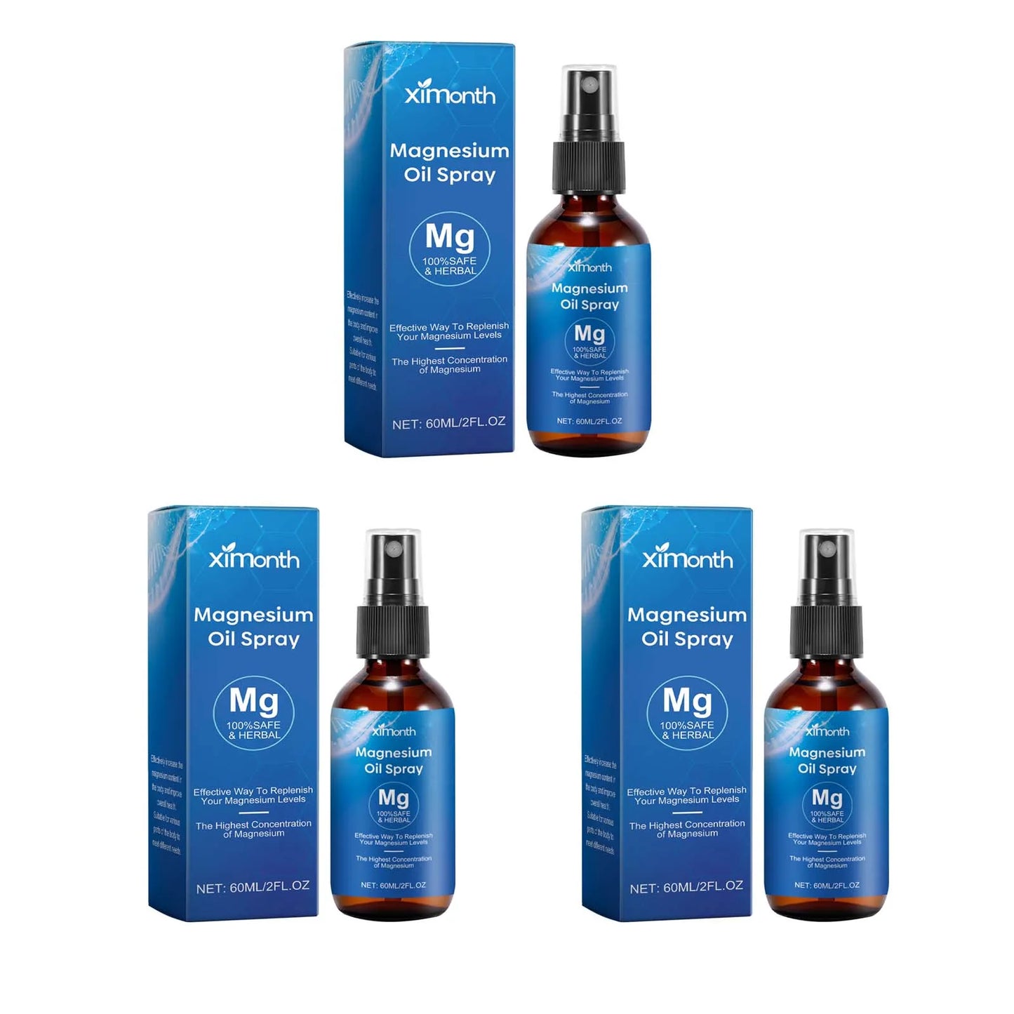Magnesium Oil Spray – Muscle Relief, Sleep & Skin Care 60ml Peaceful Pleasures Health and Wellness 3Pcs