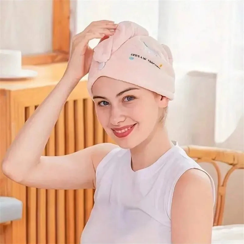 Coral Fleece Dry Hair Cap – Soft, Absorbent & Quick-Drying Hair Drying Cap Peaceful Pleasures Health and Wellness