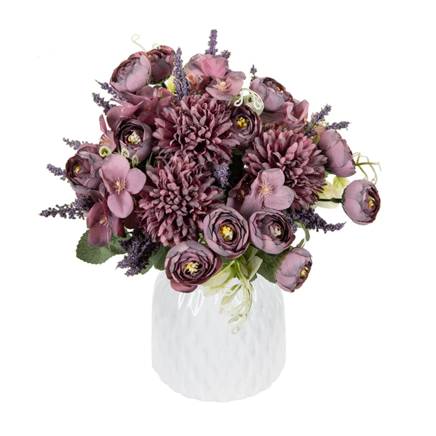 Silk Hydrangea & Tea Rose Artificial Flowers | UV Protection