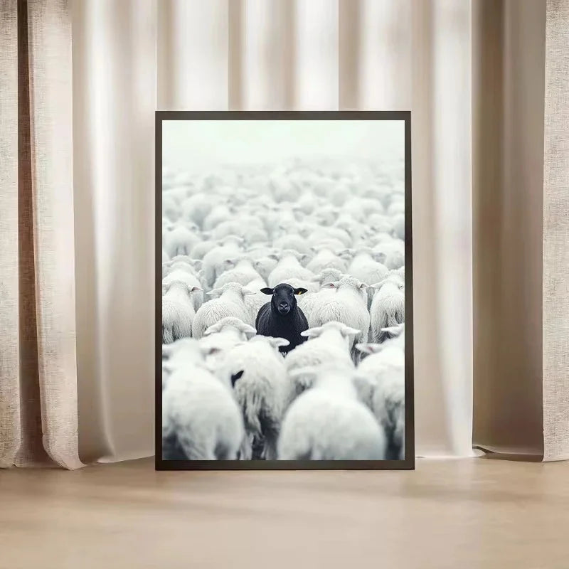 Black Sheep Canvas Poster, Art Decor Classic Retro Style, Frameless Wall Hanging Decor Print Painted Artwork, Home Decor Peaceful Pleasures Health and Wellness