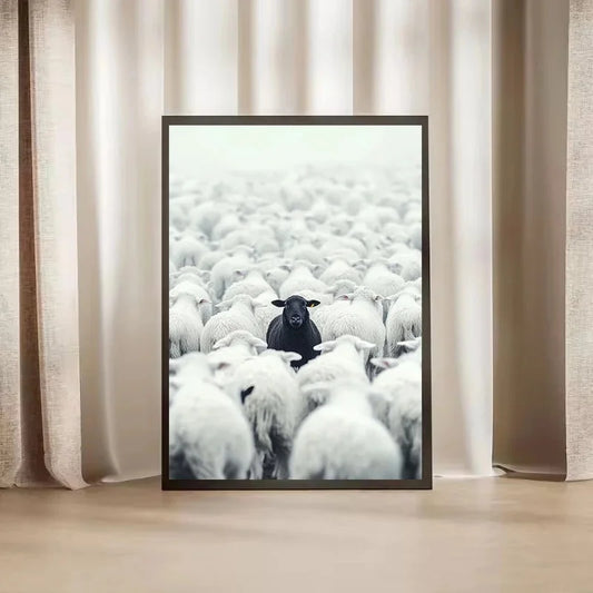 Black Sheep Canvas Poster, Art Decor Classic Retro Style, Frameless Wall Hanging Decor Print Painted Artwork, Home Decor Peaceful Pleasures Health and Wellness