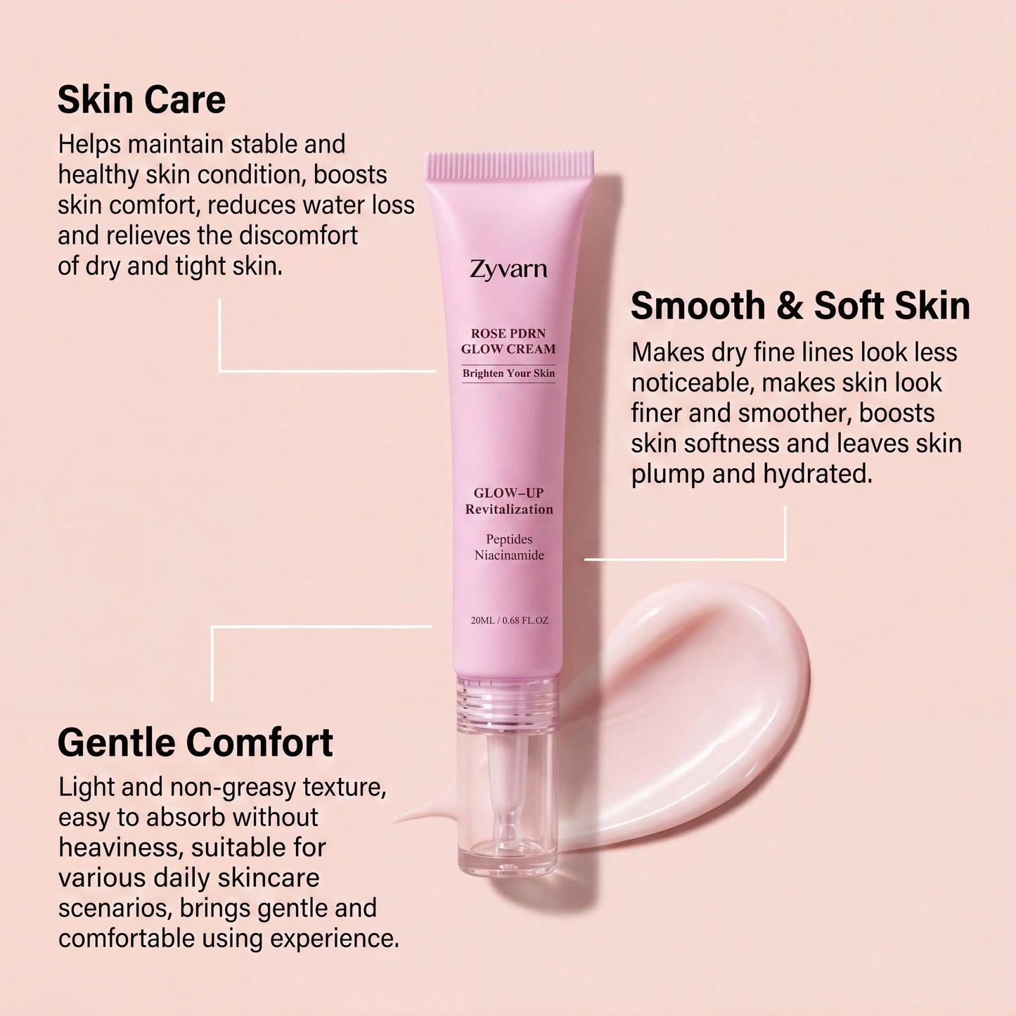 Pure Rose PDRN Glow Boost Cream Rejuvenating Long-lasting Hydration for Natural Radiant Skin Nicotinamide & Peptide Facial Cream Peaceful Pleasures Health and Wellness
