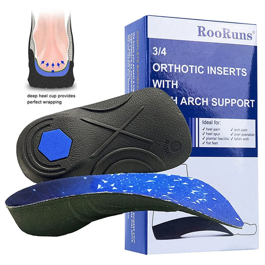 Plantar Fasciitis Insoles High Arch Support 3/4 Length Shock Absorbing Heel Pain Relief For Men and Women Peaceful Pleasures Health and Wellness