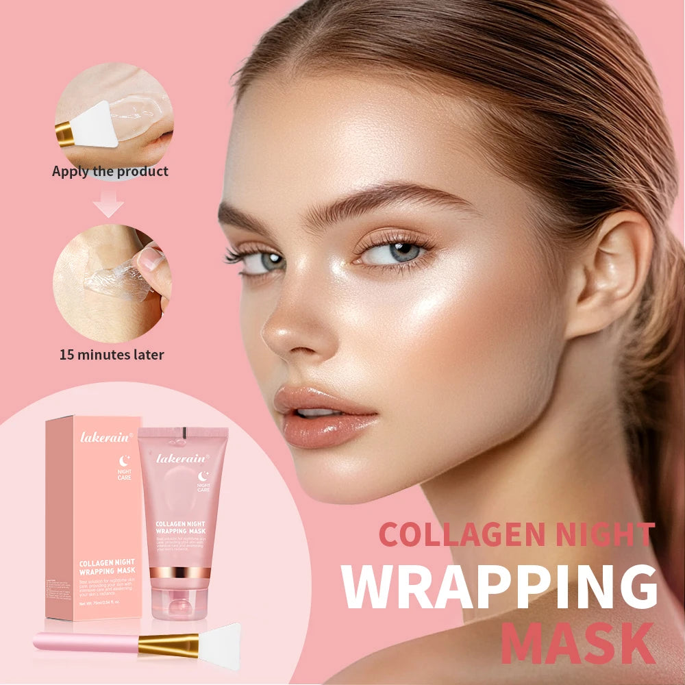 Collagen Overnight Wrapping Peel Off Facial Mask, Korean Collagen Night Wrapping Mask Deeply Hydrates Night Care Mask Cream 75ml Peaceful Pleasures Health and Wellness