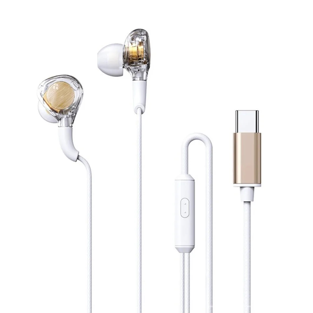 Wired Earphones 3.5mm & Type-C Heavy Bass In-Ear Headset + Mic
