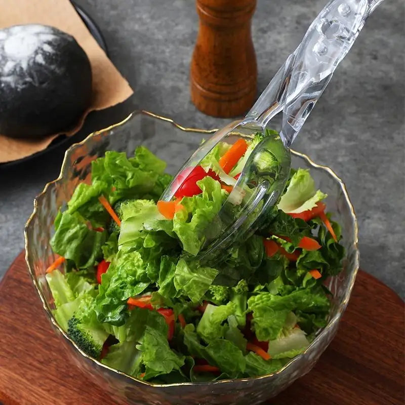 Transparent Plastic Salad Tongs | Food-Safe BBQ Kitchen Tool