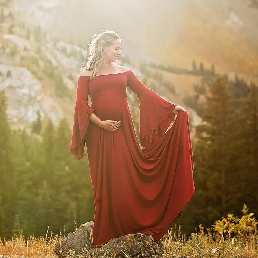 New European and American Mercerized Cotton Maternity Flounce Skirt Photography Dress Peaceful Pleasures Health and Wellness