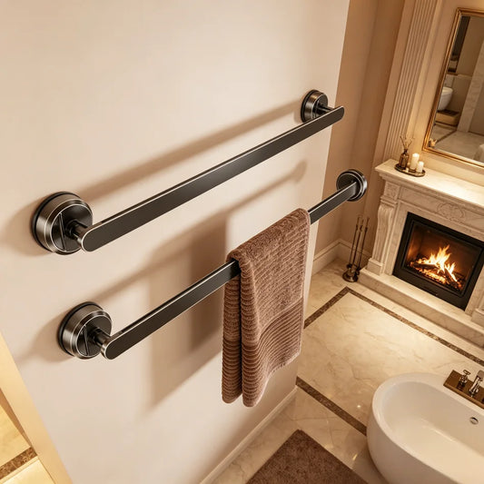 Suction Cup Wall-Mounted Bathroom Towel Bar with Hook Bathroom Towel Bar Peaceful Pleasures Health and Wellness