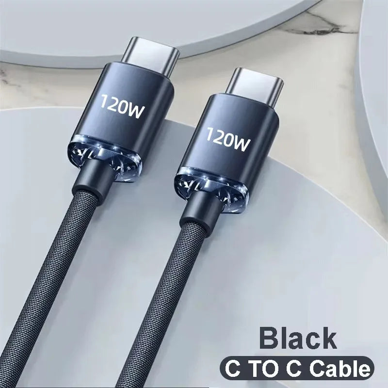 120W USB-C to USB-C Fast Charging Braided Cable | 6A PD