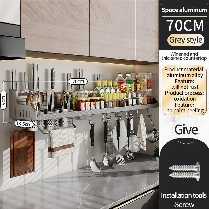 Wall Mounted Kitchen Storage Rack | Knife & Spice Organizer