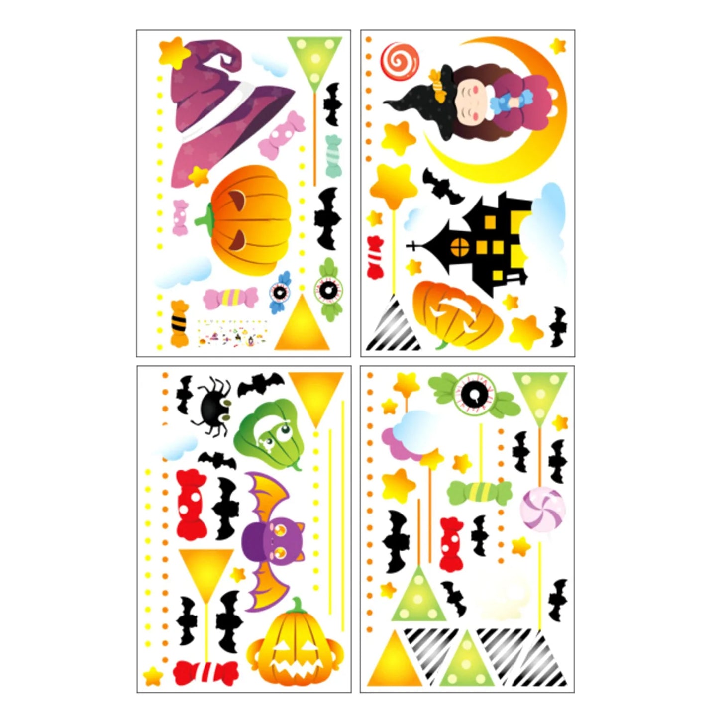 Halloween Window Clings & Decals – 4-Sheet Spooky Sticker Set