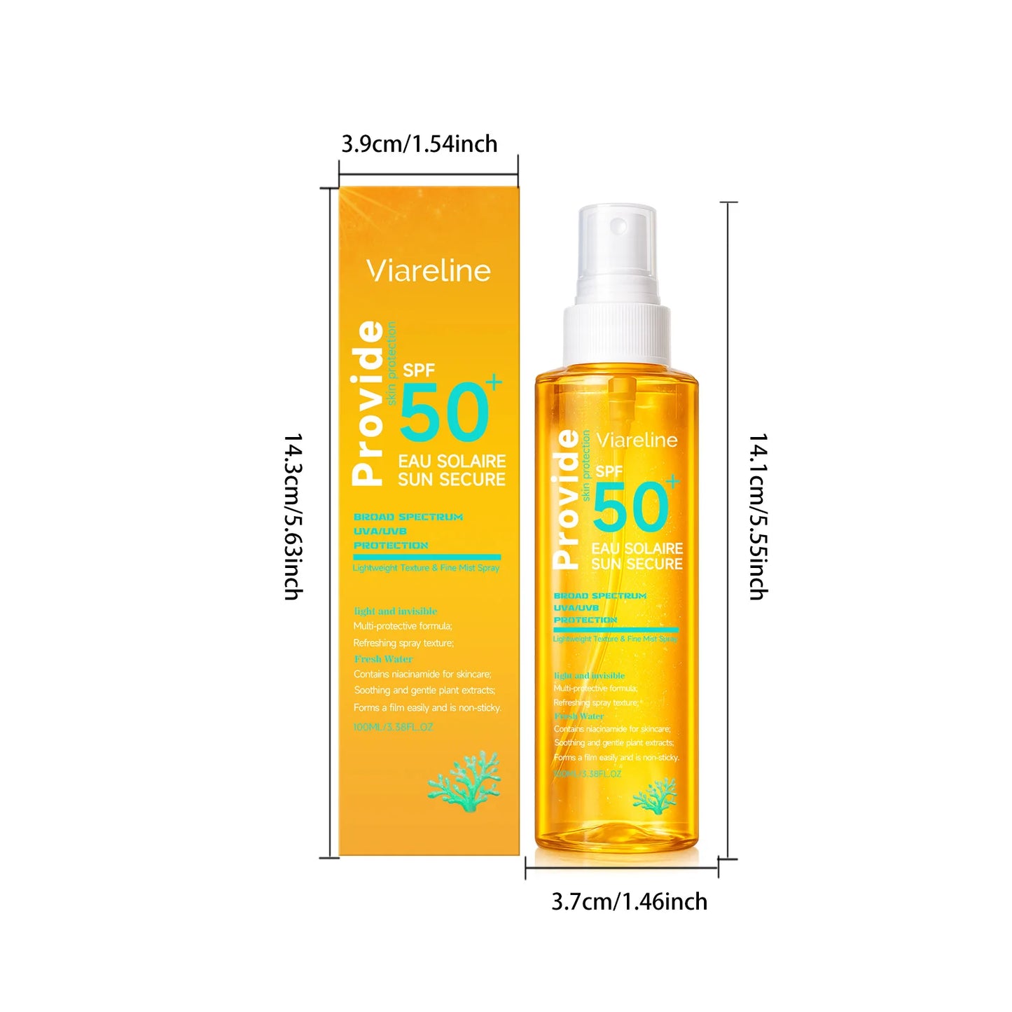 100ML Spf50 Sunscreen Spray Non-stciky Protect Skin Moisturizing Enhance Smoothness Refreshing Prevent Sunburn Sunscreen Spray Peaceful Pleasures Health and Wellness