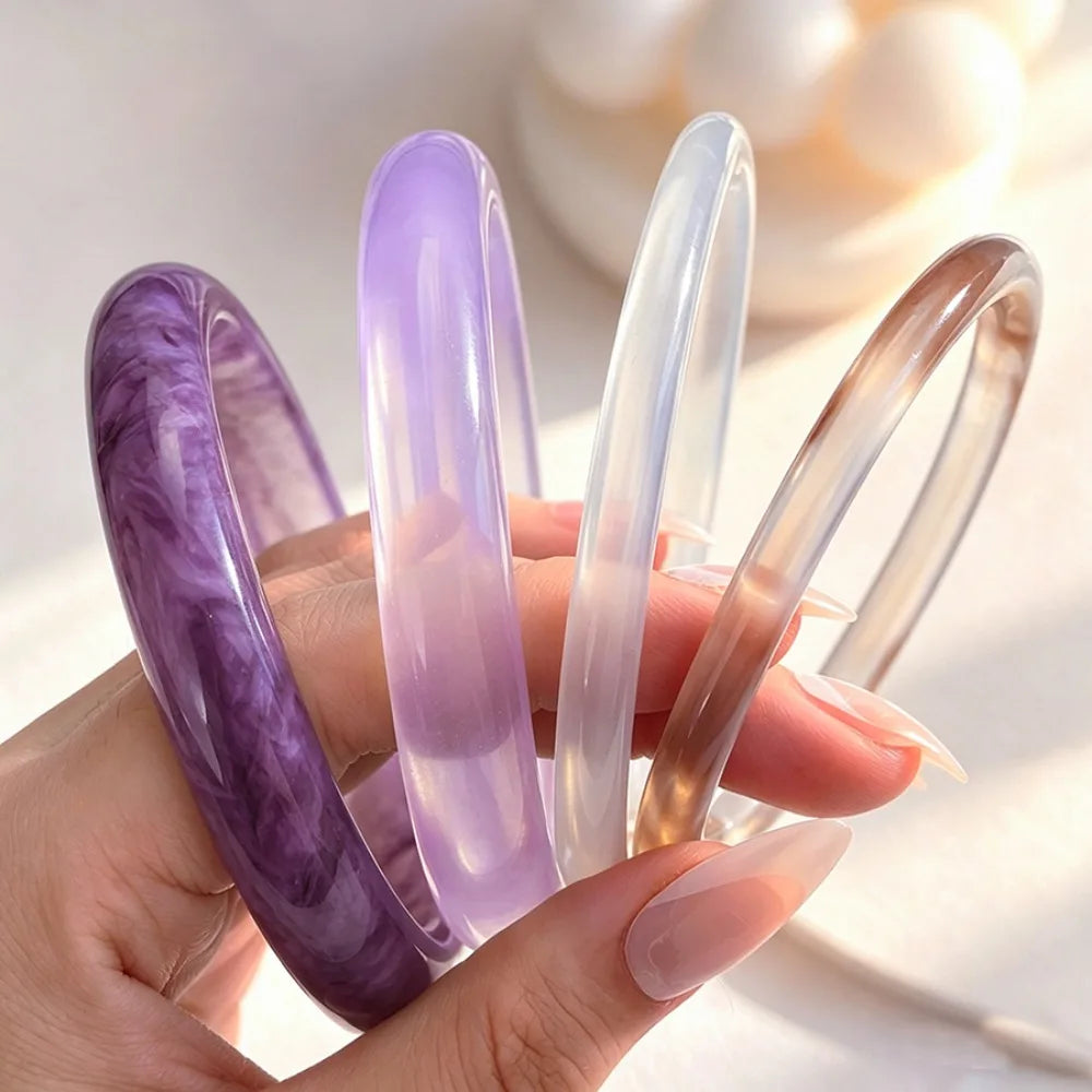 4Pcs Acrylic Stackable Bangle Set – Geometric Resin Bracelets Stackable Bangle Set Peaceful Pleasures Health and Wellness Purple