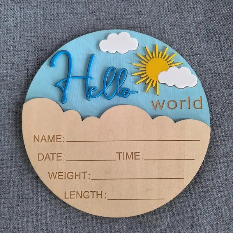 Hello Baby Wooden Sign | Birth Announcement & Nursery Photo Prop