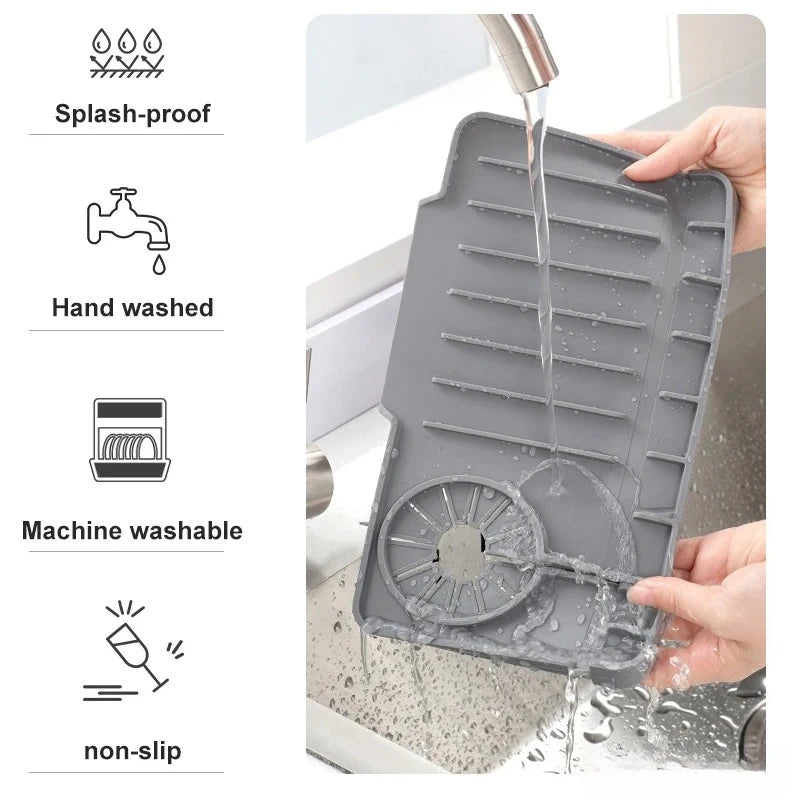 New Silicone Faucet Drain Side Hole Sink Slope Diversion Dishwasher Splash Guard Pad Heat Resistant Kitchen Bathroom Countertop Peaceful Pleasures Health and Wellness