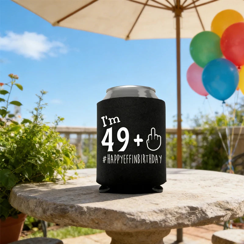 Funny 50th Birthday Can Cooler – "I'm 49+1" Beer Sleeve Gift Can Cooler Sleeve Peaceful Pleasures Health and Wellness