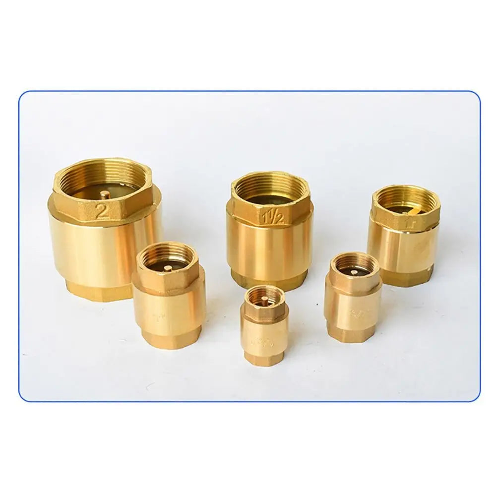 Brass NPT Check Valve 1/2" 3/4" 1" In-Line One-Way Spring Valve