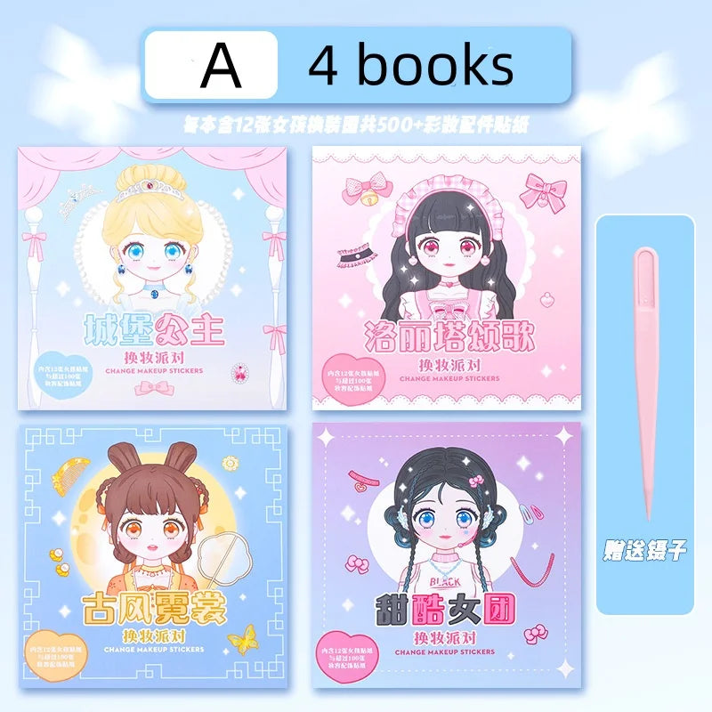 Magic Princess Dress Up Sticker Book Girls 3-6 Year Old Reusable