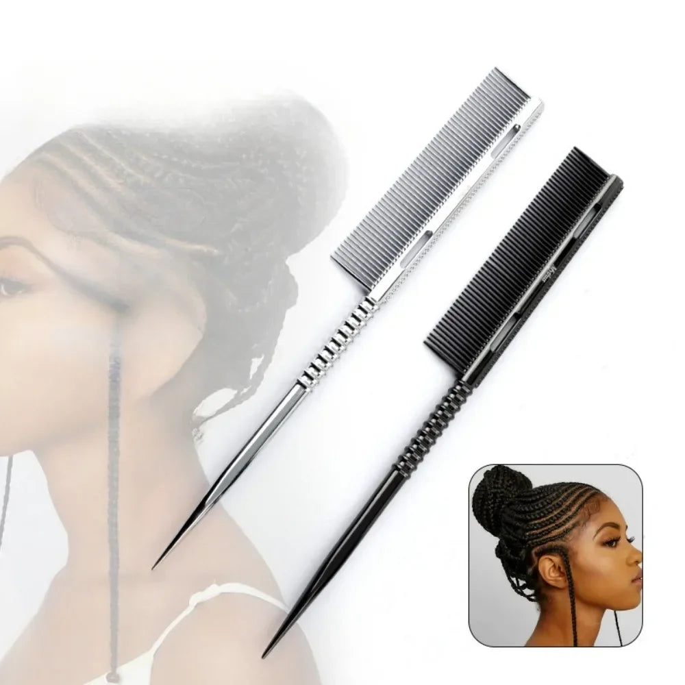 Aluminium Rat Tail Fine Tooth Comb | Barber Salon Styling