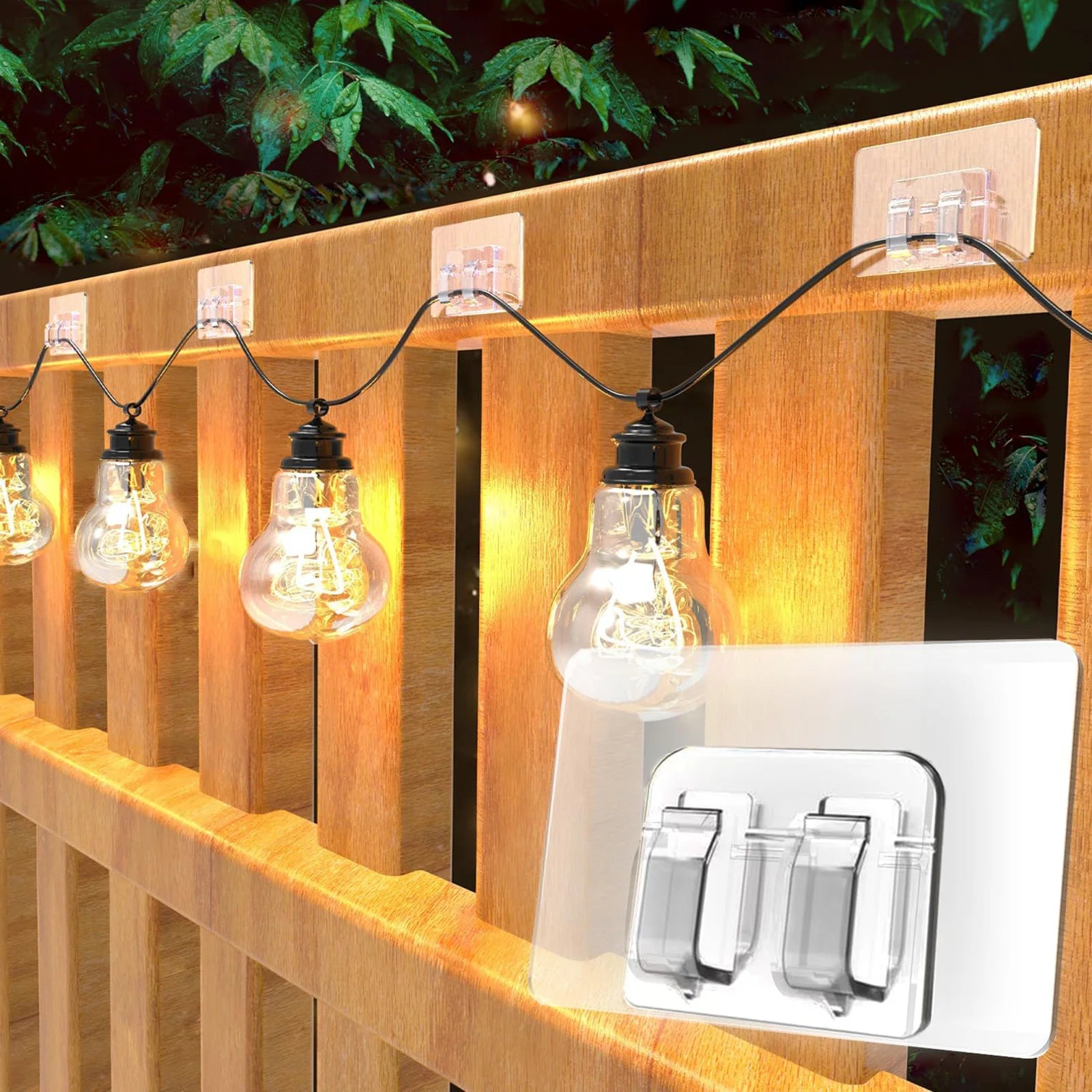 Heavy Duty Cable Clips Hooks with Adhesive Strips No-Damage Rope Organizer Suitable for Christmas Patio Peaceful Pleasures Health and Wellness