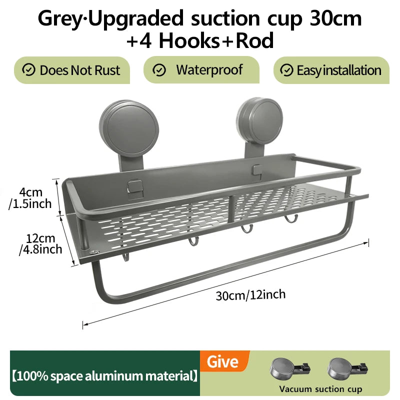 No-Drill Suction Cup Wall Rack | Kitchen & Bathroom Organizer