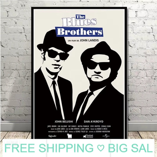 Vintage Blues Brothers Canvas Wall Art Classic Movie TV Show Poster Retro Print for Home Bedroom Living Room Decoration Peaceful Pleasures Health and Wellness