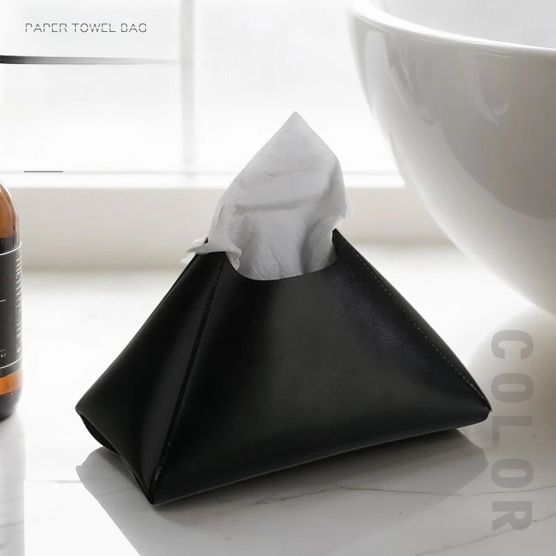Nordic Leather Tissue Box Holder | Minimalist Desktop Dispenser