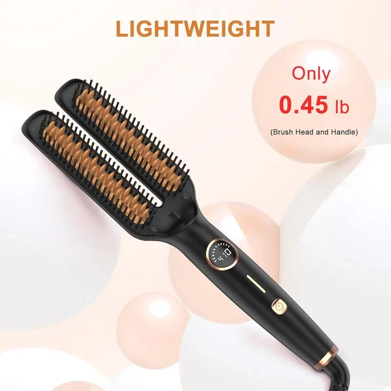 2 In1 Multifunctional Hair Straightener Brush Ceramic Hair Straightening And Curling Iron Electric Hot Brush For Styling Peaceful Pleasures Health and Wellness
