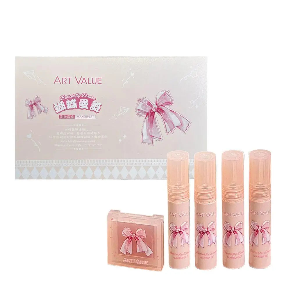 Lipstick & Blush Gift Box Set – 4 Lip Muds + Powder Blusher