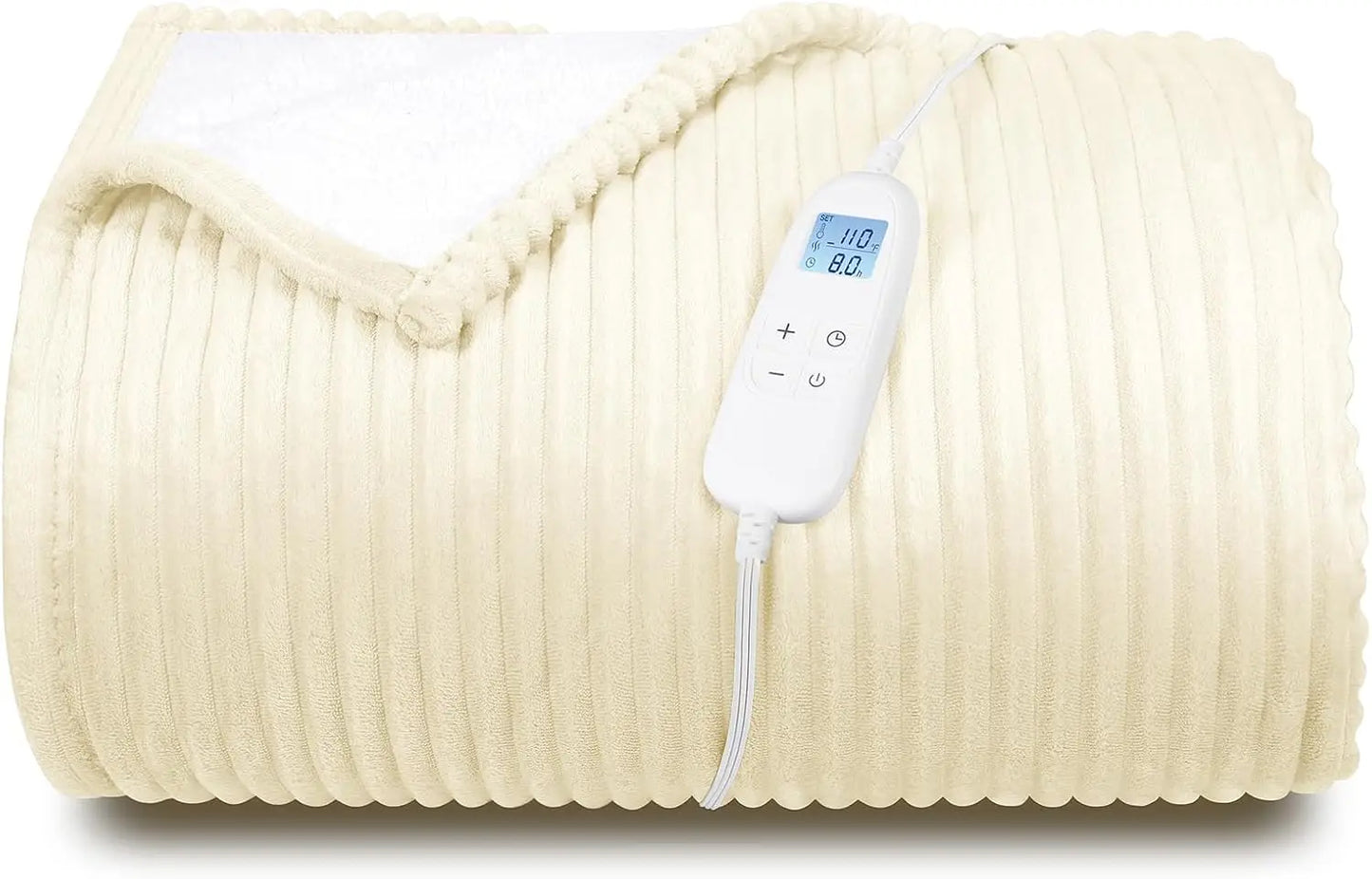 Queen Electric Heated Blanket 84x90" – 6 Levels, ETL/FCC, Flannel, Beige Peaceful Pleasures Health and Wellness United States