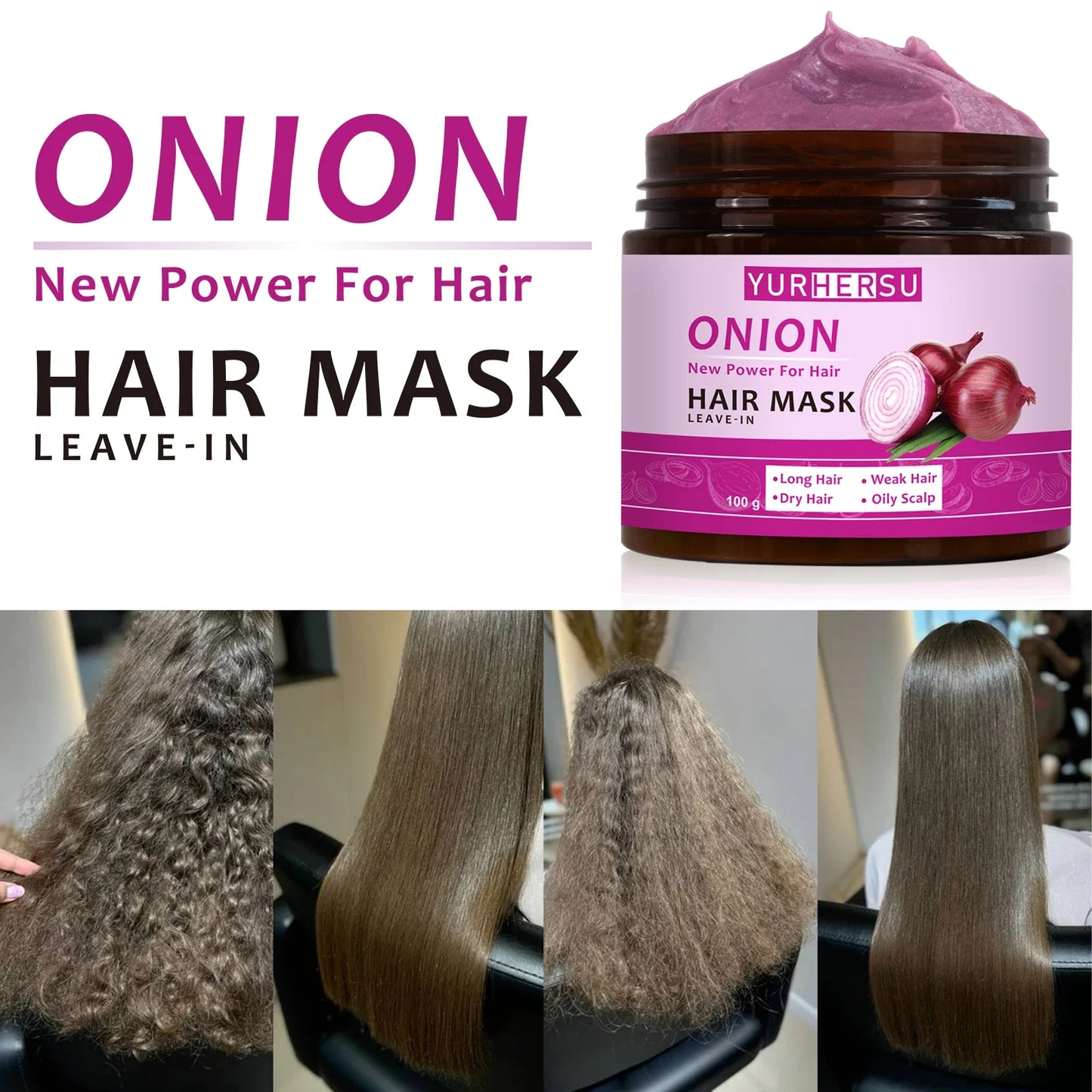 YURHERSU Onion Essence No-Rinse Hair Mask – 100g | All Hair