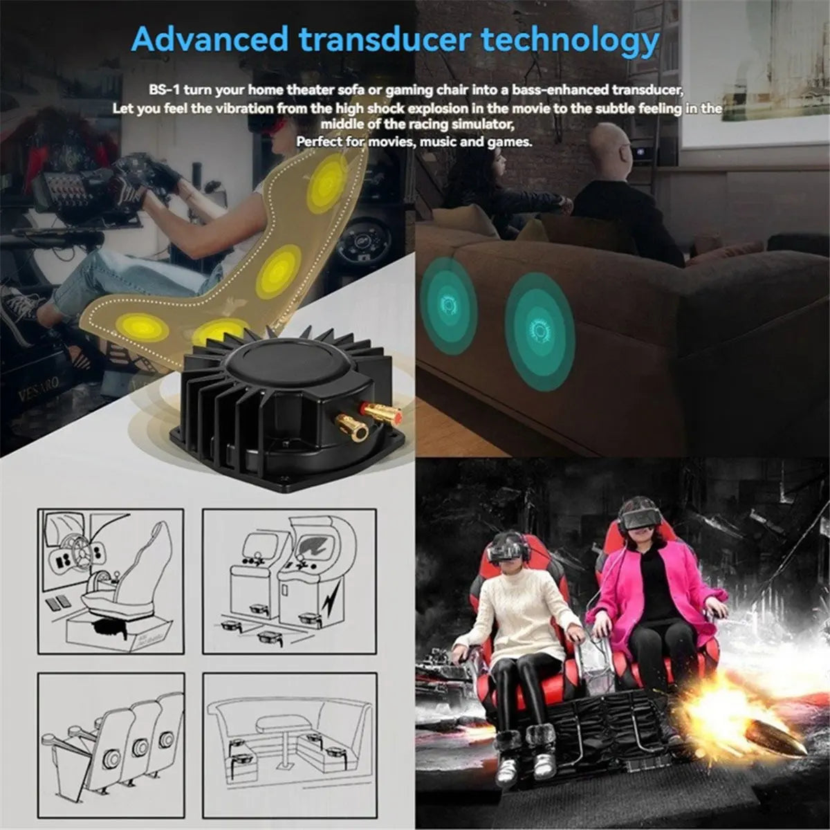 50W Bass Shaker Vibration Speaker | Home Theater & Car Seat Peaceful Pleasures Health and Wellness