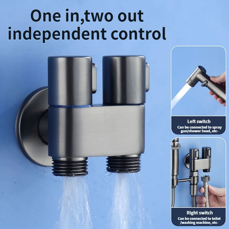 High-Pressure Handheld Bidet Spray Gun | 3-Way Angle Valve