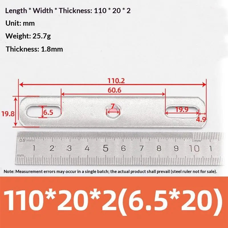 Double Hole Metal Straight Plate 304 Stainless Steel Thickened Flat Gasket With Holes Blocking Plate Bolt Accessories Peaceful Pleasures Health and Wellness 110x20x2cm A