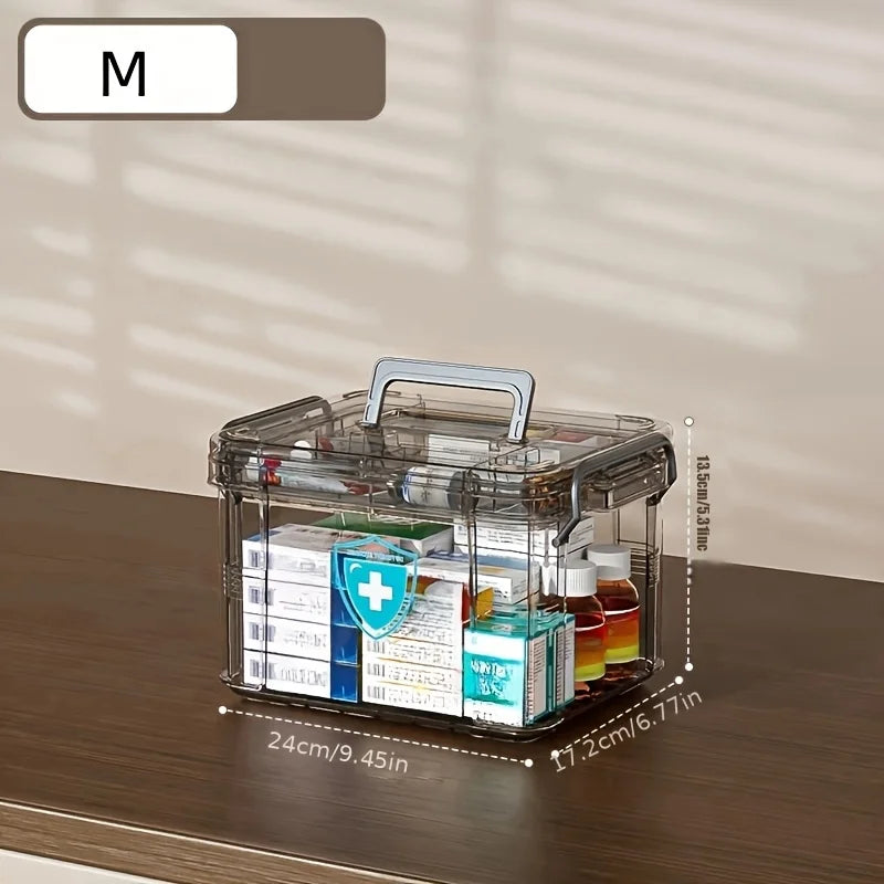 Clear Medicine Organizer Storage Box with Tray | First Aid Chest