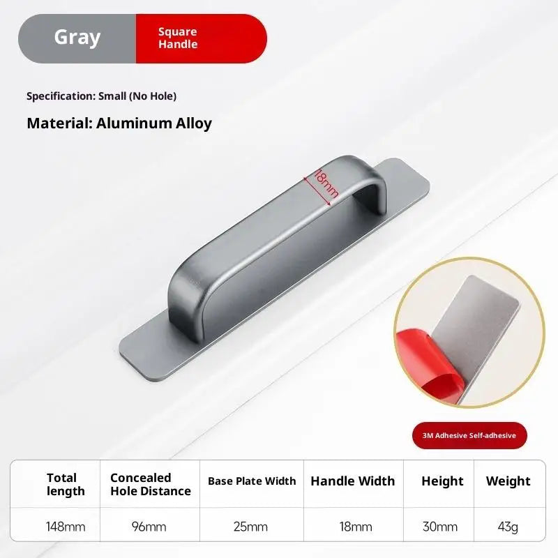 Aluminum Alloy Drill-free Handle Glass Sliding Door Window Drawer Wardrobe Push-pull Bathroom Sticker Door Handles Peaceful Pleasures Health and Wellness A16