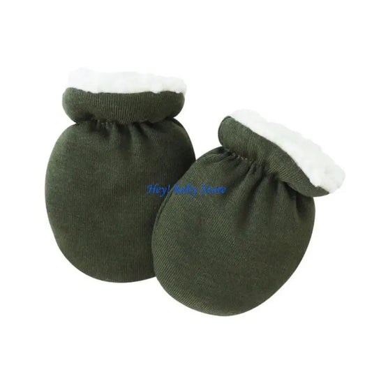Anti-Scratch Baby Mittens | Soft Lamb Wool Newborn Gloves Baby Hand Mittens Peaceful Pleasures Health and Wellness for Army Green CN