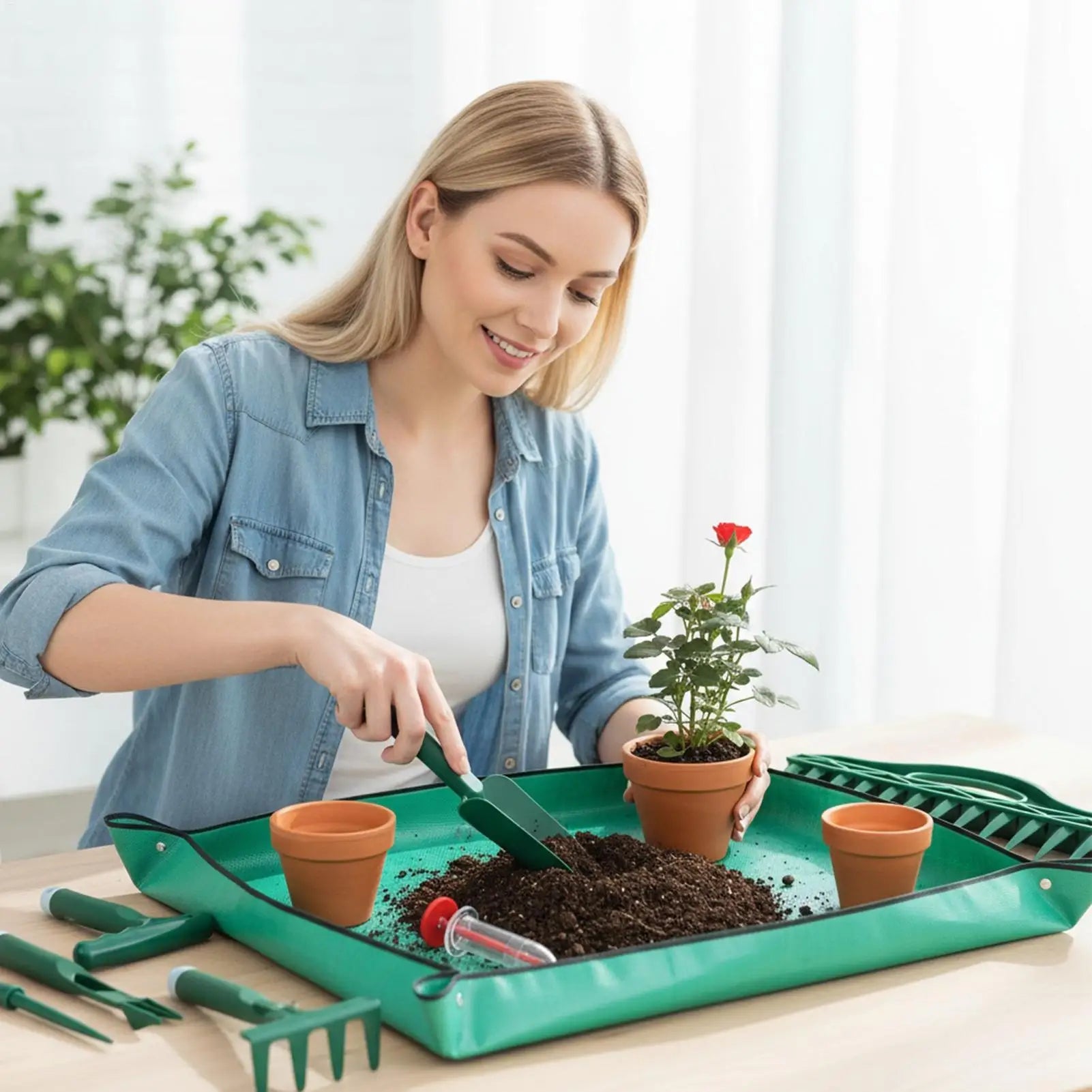 10pcs/set Garden Hand Tools Sowing Dispenser Set Plant Repotting Mat for Planting Seedling Vegetable Tomato Pepper Flower Lawn Peaceful Pleasures Health and Wellness