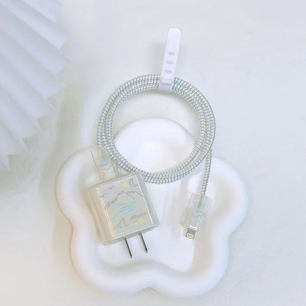 Cute iPhone 20W Charger Cover & USB Cable Winder Protector