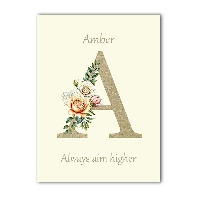Custom Name Nursery Canvas Art | Bunny Floral Kids Wall Decor