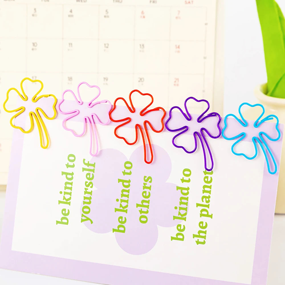 20 Clover Paper Clips Bookmark Macaron Colored Office Data Storage