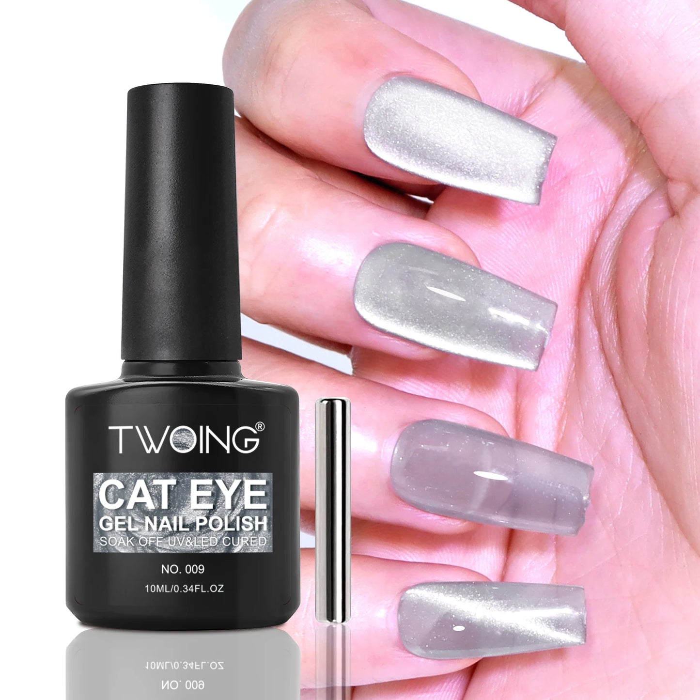 TWOING Cat Eye Gel Nail Polish 10ml, Magnetic UV LED Soak Off Gel Polish, Shimmer Glitter Long-Lasting Salon DIY Nail Art Peaceful Pleasures Health and Wellness 009